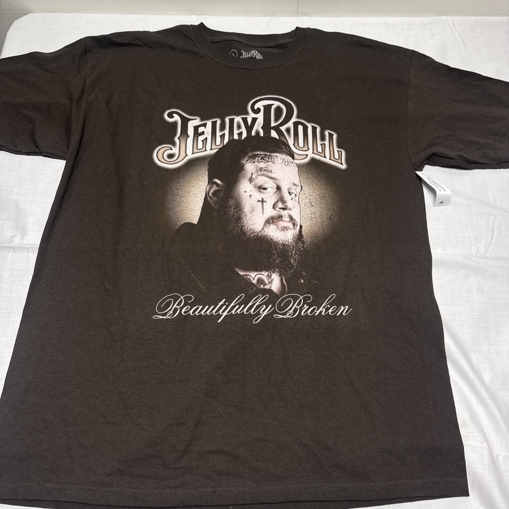 Jelly Roll Beautifully Broken Brown Graphic T-Shirt Mens XL New